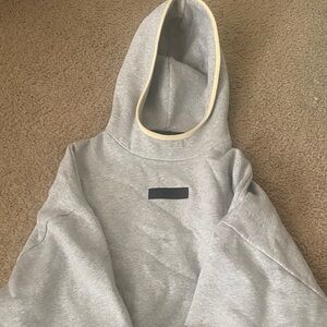 Fear of God ESSENTIALS Light Gray Hoodie with Cream Trim